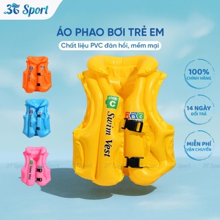 Áo Phao Bơi Trẻ Em Bơm Hơi 10-40kg Chất Liệu PVC Mềm An Toàn Có Van Khóa Nhiều Màu Đẹp