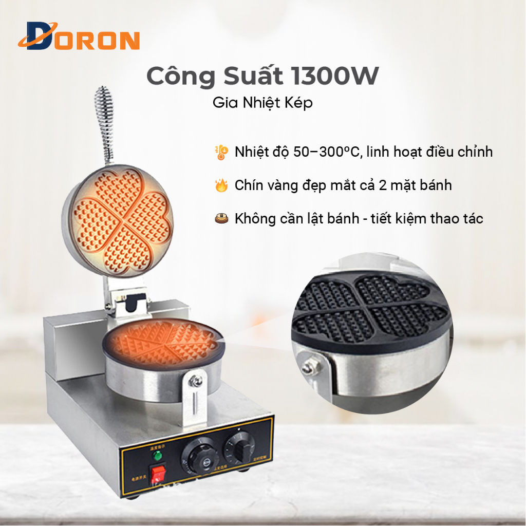 Máy làm bánh tổ ong công nghiệp 1300W công nghiệp làm nóng nhanh, năng suất cao