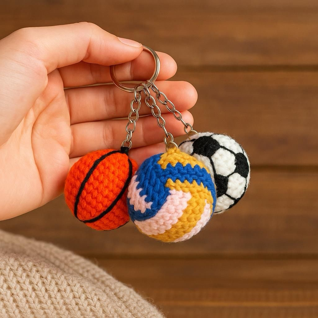 Móc khoá len quả bóng đá hanmade - móc khoá handmade