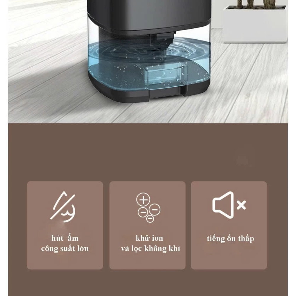 Máy Hút Ẩm Không Khí Gia Đình Phòng Ngủ H2102 Tự Động Tắt, Tiếng Êm Nhỏ, Chống Ẩm, Dung Tích 1000 ML