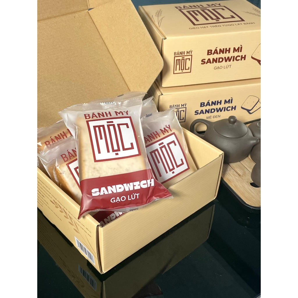 Bánh mỳ mộc sandwich gạo lứt, mè đen ăn kiêng ANKIE HEALTHY FOOD - Gói 55g/ Hộp 6 Gói