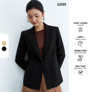 512BL1009- Blazer cổ 2 ve basic 1 khuy màu đen / latte ADORE