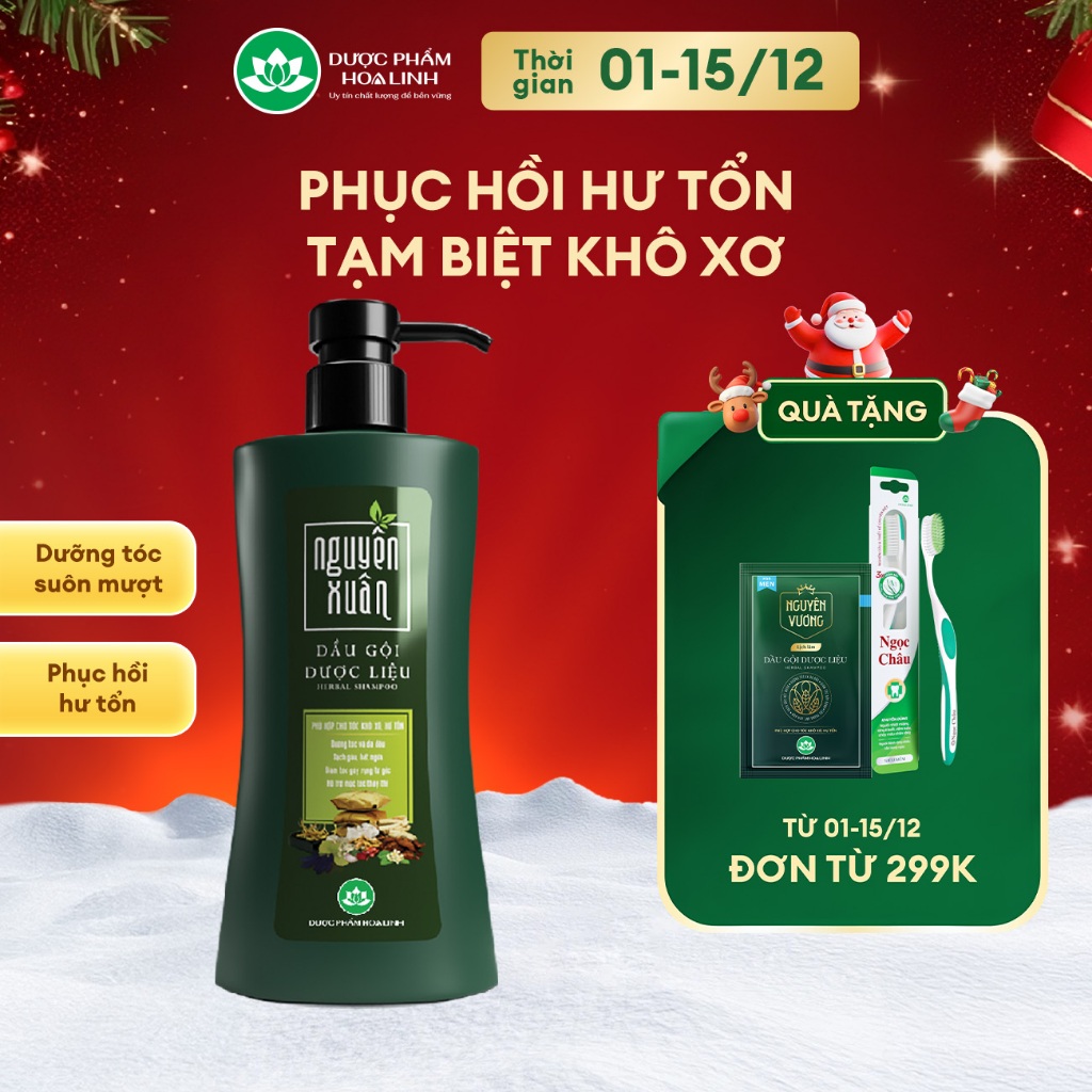 Dầu Gội Dược Liệu Nguyên Xuân Xanh Dưỡng Tóc 365g KM 35g - giá không đổi