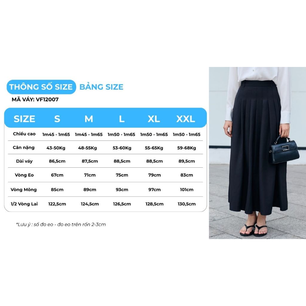 Chân Váy Nữ GUMAC Xếp Ly Eo Tạo Độ Xòe Tự Nhiên Dây Kéo Hông Tinh Tế VF12007