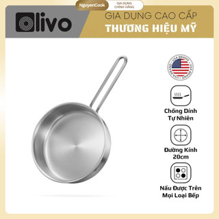 Chảo Inox 3 Lớp OLIVO P2055 – Lòng Inox 304, 20cm – Chống Dính Tự Nhiên – Dùng Mọi Loại Bếp