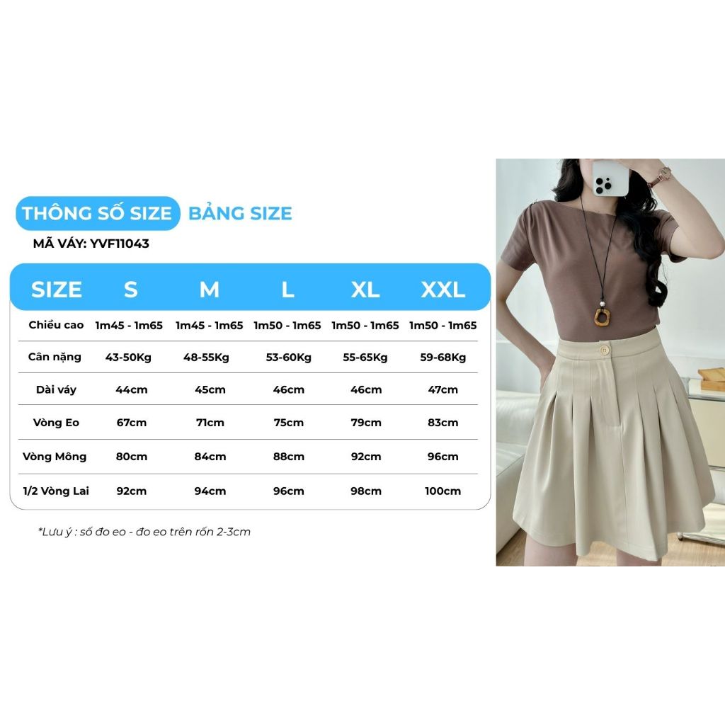 Set lẻ Áo blazer thắt nơ YOWG01043 - Chân váy nữ Gmorning - GUMAC form A xòe xếp ly YVF11043