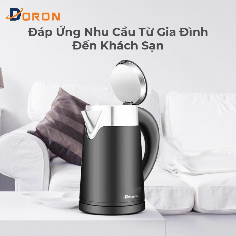 Ấm siêu tốc 1200W 2 lớp cách nhiệt an toàn, dung tích 1L
