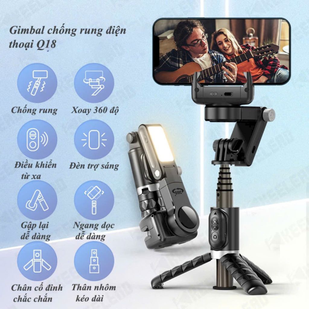 Gimbal chống rung điện thoại Q18, Gimbal điện thoại theo dõi chuyển động, Điều khiển từ xa, Gimbal chống rung