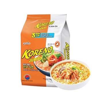 [Sỉ 1 thùng] Mì Koreno Jumbo Hàn Quốc 10 Gói 100gram, Mì Tôm Vị Kim Chi