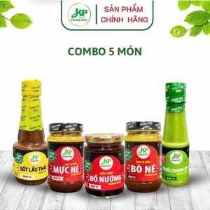 Combo Lẩu Nướng 5 món: Sốt ướp đồ nướng 200g - Mực né 200g - Bò né 200g - Lẩu thái 250g- Muối ớt xanh 200g - Khang Phát