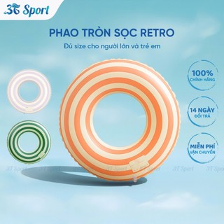 Phao bơi tròn họa tiết sọc Retro cao cấp đủ size cho người lớn và trẻ em chất liệu PVC dày dặn
