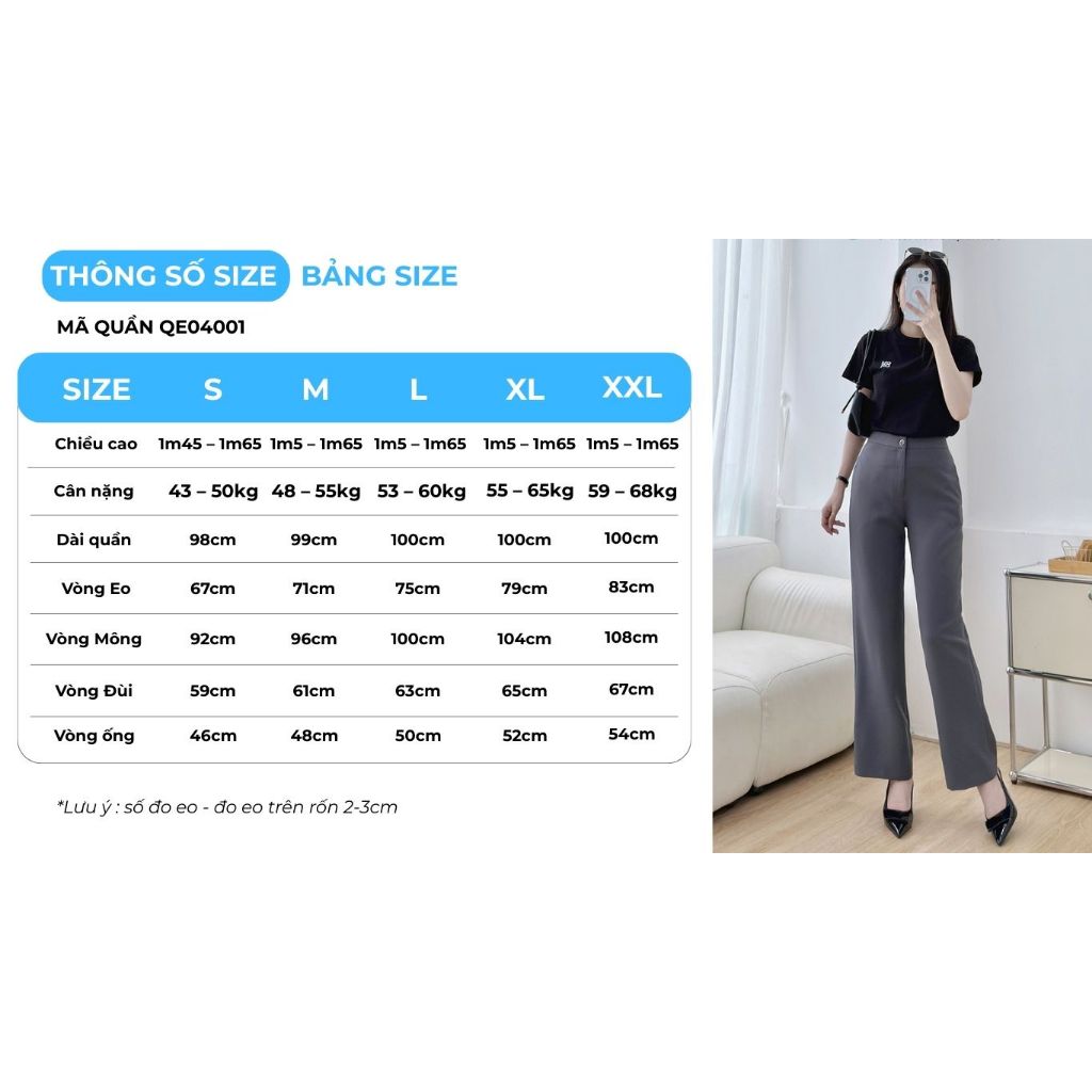 Quần Ống Suông Nữ 98cm GUMAC Lưng Cao Chất Cotton Công Sở Dáng Dài Cạp Cao Loe Nhẹ QE04001
