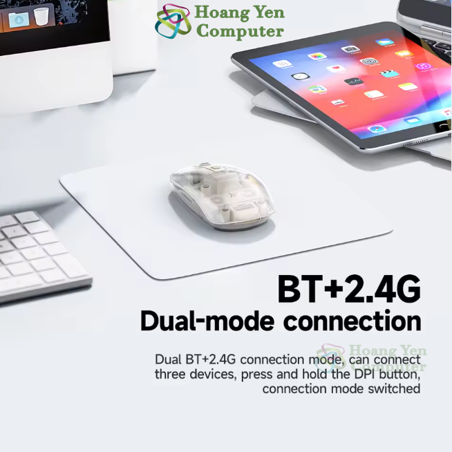 Chuột Không Dây HOCO GM29 – Thiết Kế Trong Suốt, 2.4G + Bluetooth – BH 12 Tháng –  Hoàng Yến Computer
