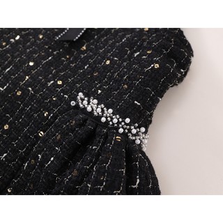 Váy Dạ Cho Bé Gái,  Váy Dạ Sát Nách Lót Nhung Ấm Áp Cho Bé Kèm Nơ Tiểu Thư Bling Sang Trọng