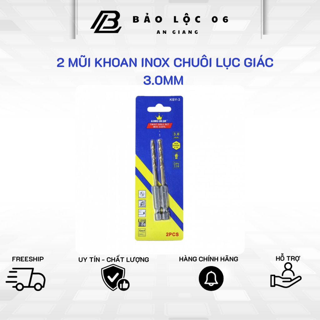 Mũi khoan INOX, khoan sắt chuôi lục giác Kingblue - hàng chính hãng