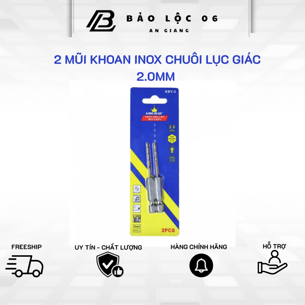 Mũi khoan INOX, khoan sắt chuôi lục giác Kingblue - hàng chính hãng