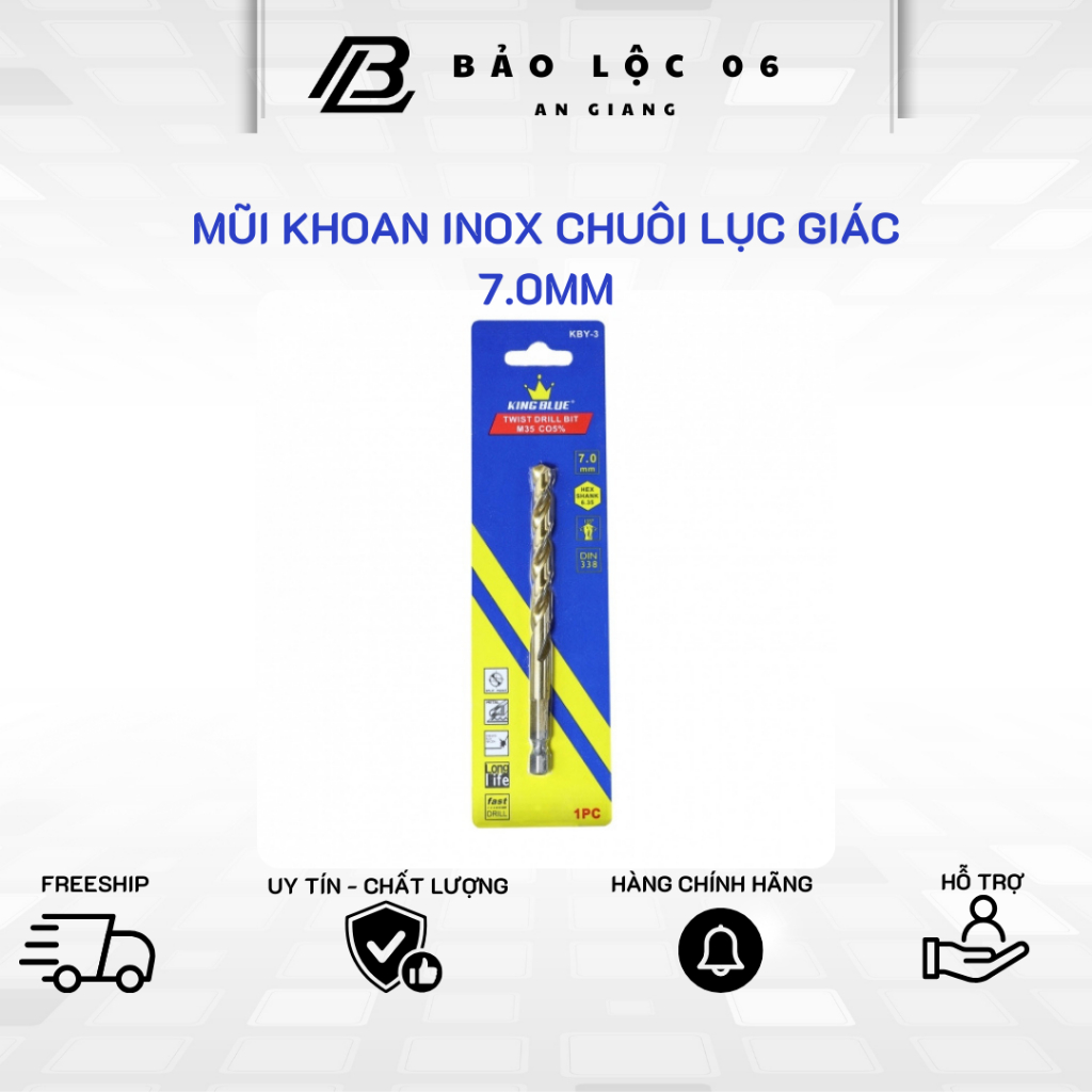 Mũi khoan INOX, khoan sắt chuôi lục giác Kingblue - hàng chính hãng