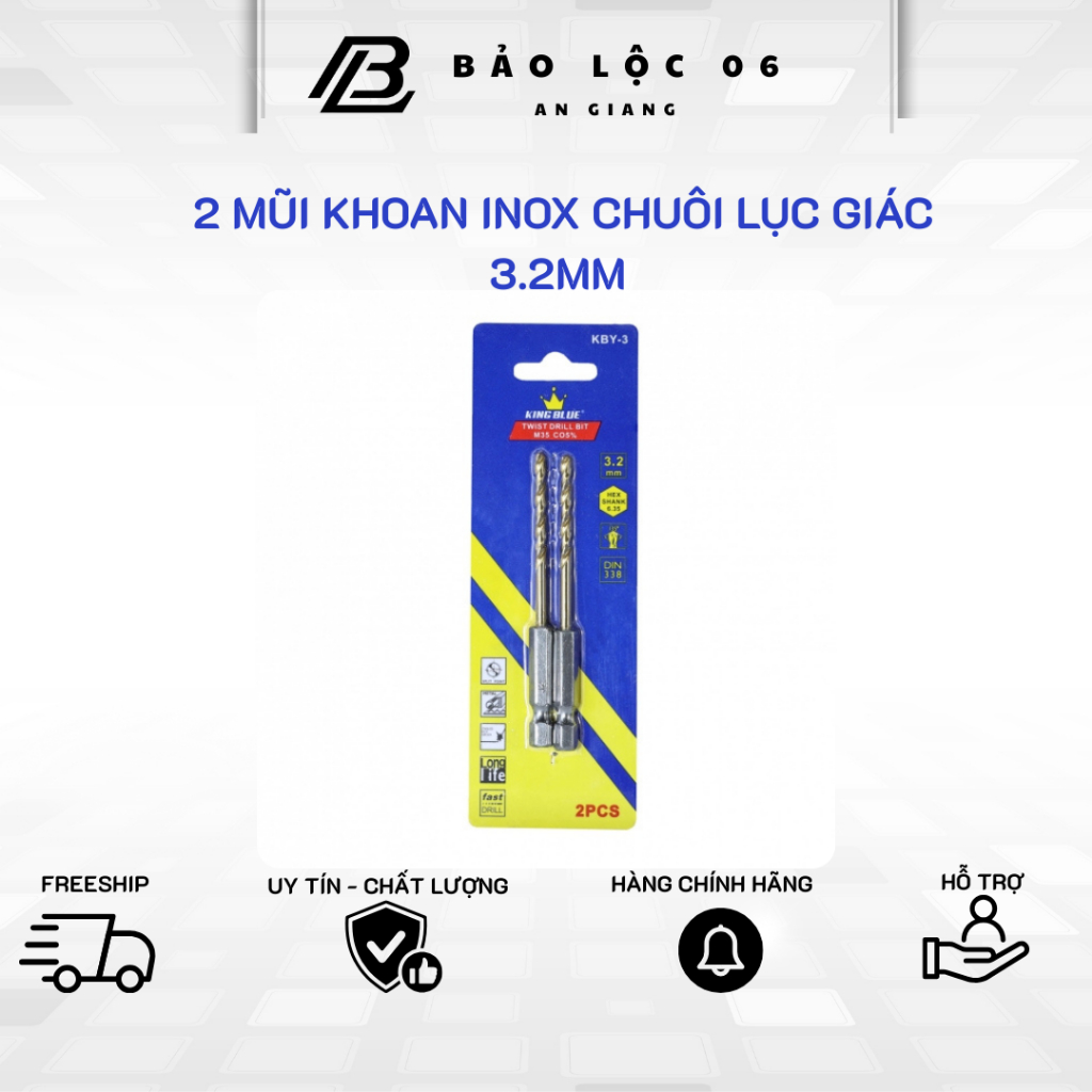 Mũi khoan INOX, khoan sắt chuôi lục giác Kingblue - hàng chính hãng