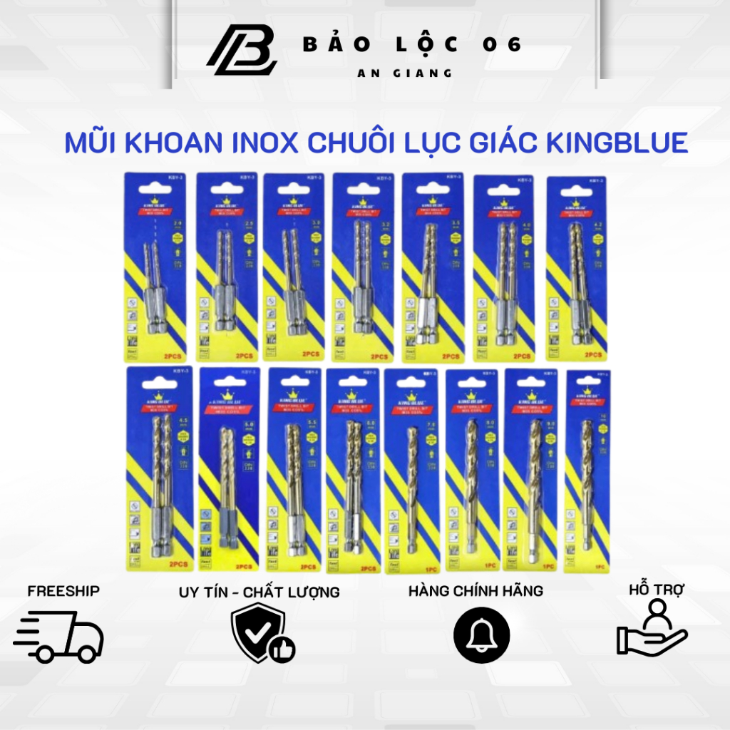 Mũi khoan INOX, khoan sắt chuôi lục giác Kingblue - hàng chính hãng