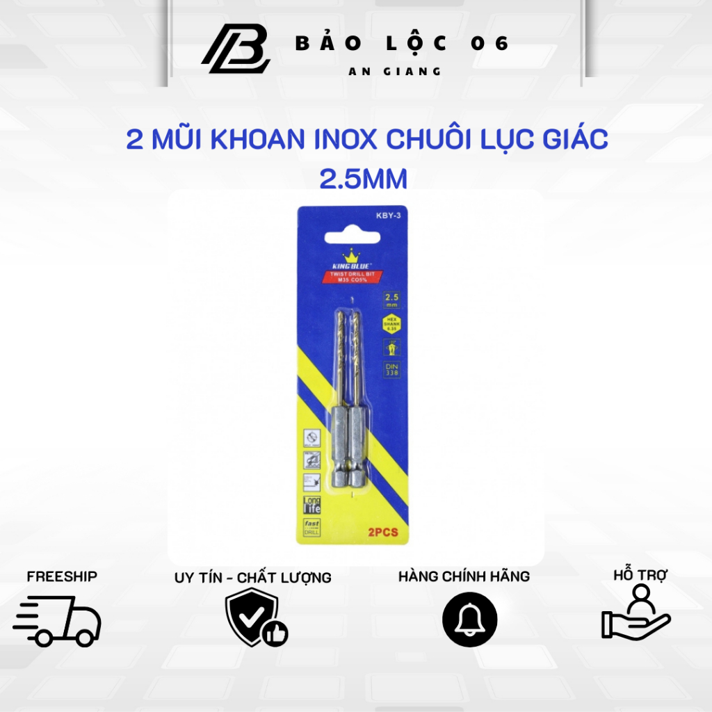 Mũi khoan INOX, khoan sắt chuôi lục giác Kingblue - hàng chính hãng