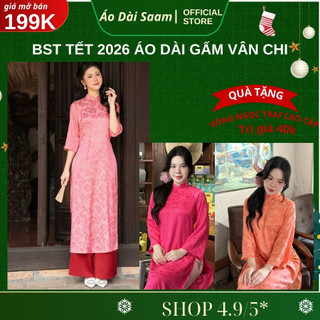 Áo dài Gấm dáng Suông Vân Chi chất liệu gấm kim cương cao cấp tay lỡ form dễ mặc kèm quần Tết 2026