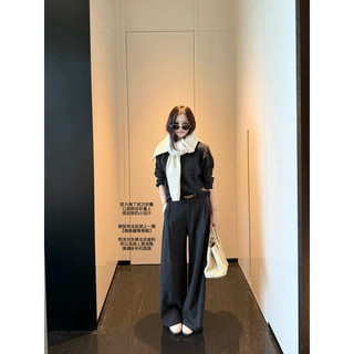 𝐏𝐡𝐢𝐞𝐧 | (Sẵn Xám Chì M) W8276 Quần Dạ Nỉ Kèm Belt Ống Suông Rộng Trơn Basic