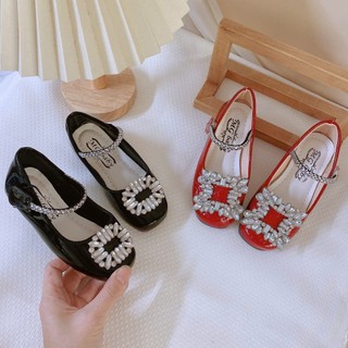 Sz 21-35 Giày Búp Bê Đính Đá Vuông Quai Đá Sáng Lấp Lánh K195