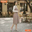 Đầm thiết kế BEMINE cổ sơ mi giả khoác tay dài dáng chữ A phù hợp đi làm-B181