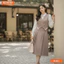Đầm thiết kế BEMINE cổ sơ mi giả khoác tay dài dáng chữ A phù hợp đi làm-B181