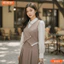 Đầm thiết kế BEMINE cổ sơ mi giả khoác tay dài dáng chữ A phù hợp đi làm-B181