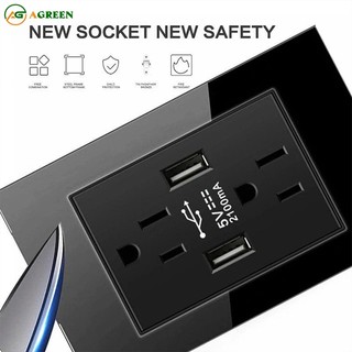 Ổ cắm âm tường tích hợp sạc nhanh 20W – AGREEN (mặt kính cường lực, 16A – 250V)