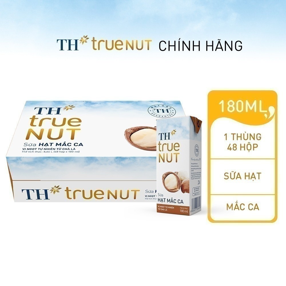 [LIVESTREAM] Thùng 48 hộp sữa hạt mắc ca TH true NUT 180 ml (180 ml x 48)