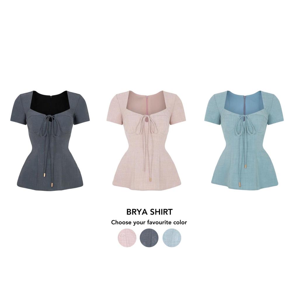 Orli daily | Brya Shirt  Pink / Blue / Dark Blue - Áo cúp có tay, form peplum