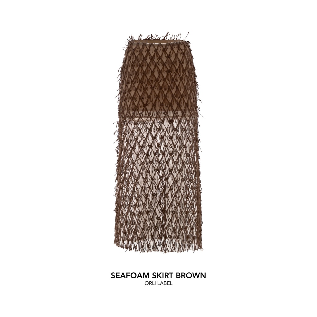 Orli Label | Seafoam Skirt Brown / Seafoam Skirt Beige | Chân váy lông tua rua nâu / be