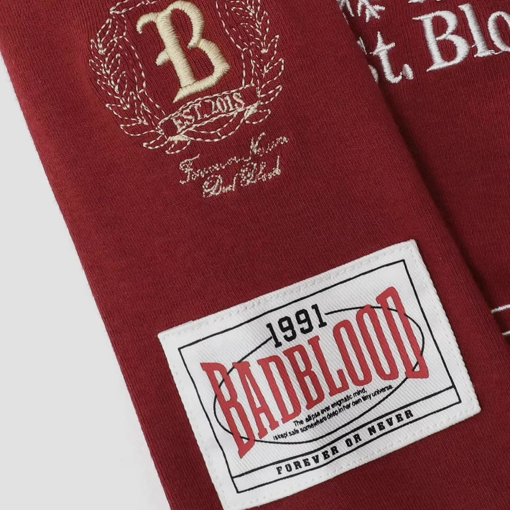Áo thun dài tay màu đỏ hot girl dòng badblood bcac 1-1 dành cho nữ, áo polo cổ tròn phong cách đường phố thường ngày