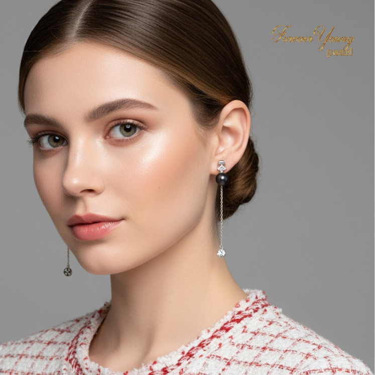 Mã BT55. Bông Tai mạ vàng 18K ngọc Trai Nuôi Nước Ngọt Dày 6-7Li . Forever Young Pearl
