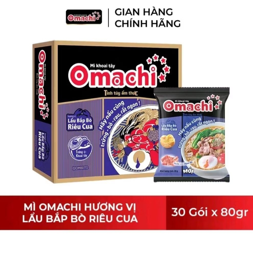 Mì Khoai Tây Omachi Lẩu Bắp Bò Riêu Cua 80g/ Gói | Shopee Việt Nam