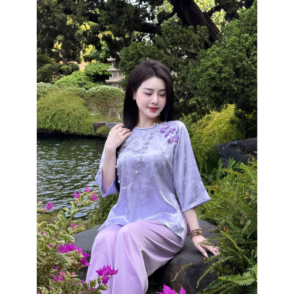 Bộ Pháp Phục Lụa Gấm Vân Trúc Cổ Tết