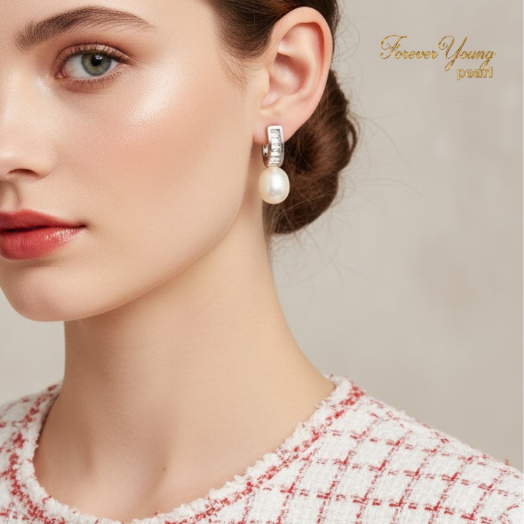 Mã BT89. Bông Tai ngọc Trai Nuôi Nước Ngọt Dày 6-7Li . Forever Young Pearl