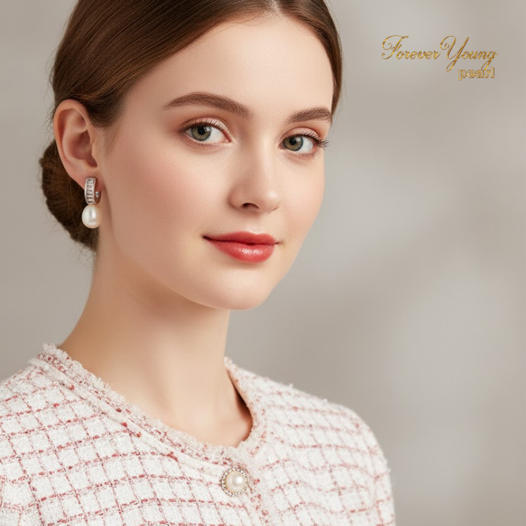 Mã BT89. Bông Tai ngọc Trai Nuôi Nước Ngọt Dày 6-7Li . Forever Young Pearl