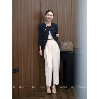 Blazer nữ Aurora thiết kế hai hàng khuy kim loại dáng ôm HAGOO Elite phong cách sang trọng [B8015]