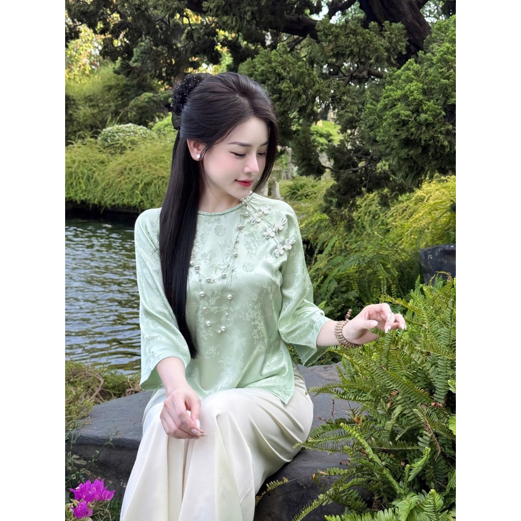Bộ Pháp Phục Lụa Gấm Vân Trúc Cổ Tết
