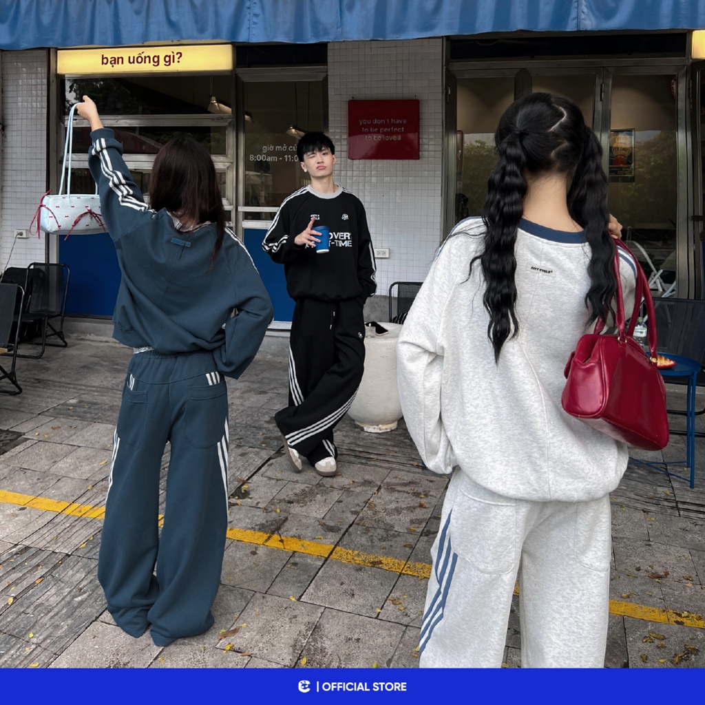 Combo set bộ nỉ hoodie nam nữ mùa đông Local Brand Chính Hãng City Cycle Combo bộ nỉ Half Half