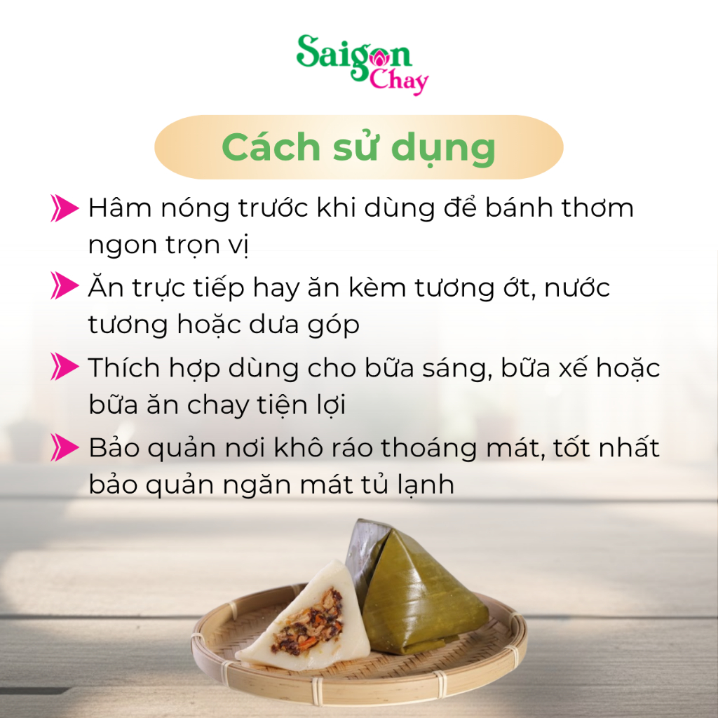 COMBO 5 Bánh giò chay tiệt trùng Saigon Chay ăn liền, không chất bảo quản