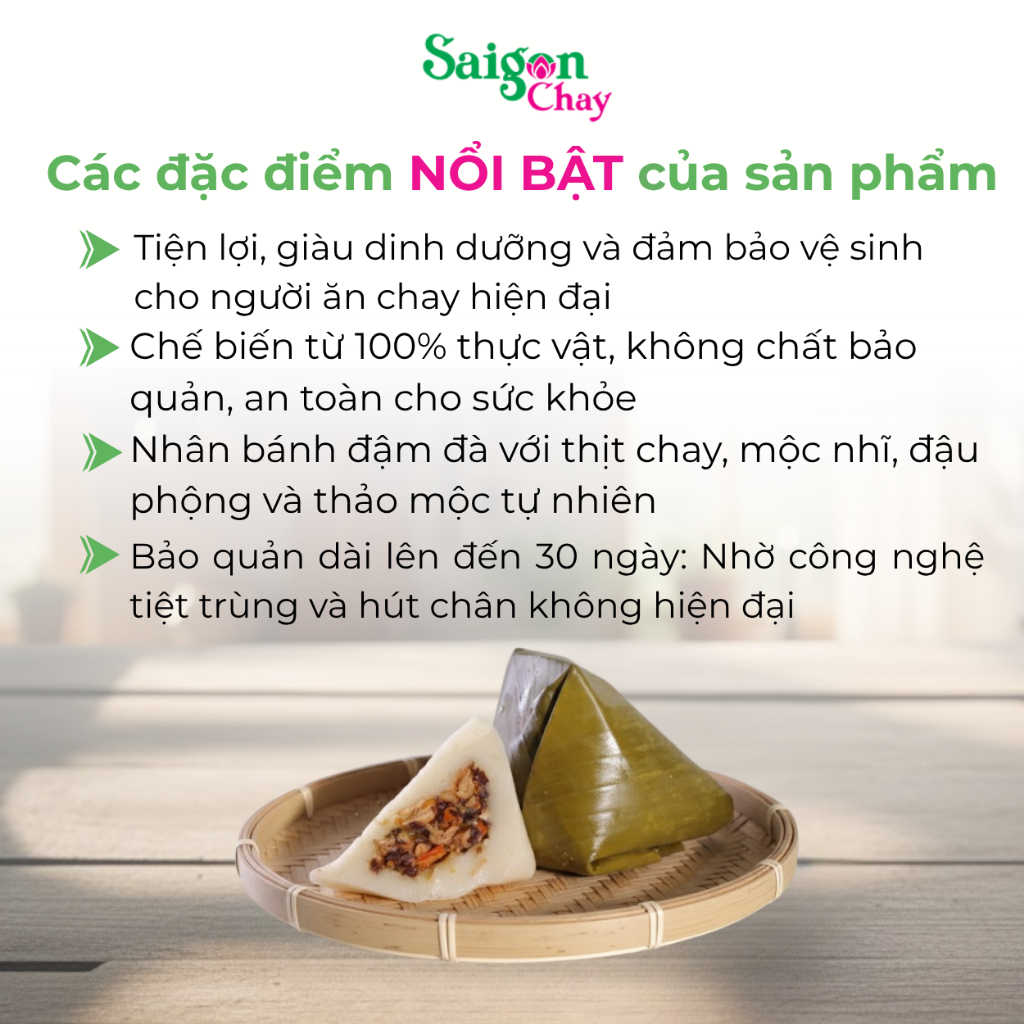 COMBO 5 Bánh giò chay tiệt trùng Saigon Chay ăn liền, không chất bảo quản