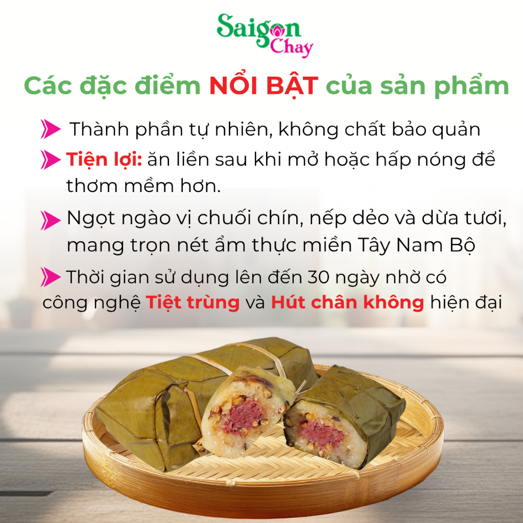 Bánh nếp chuối miền tây từ Sài Gòn Chay tiện lợi dùng liền 1 gói x 200gr