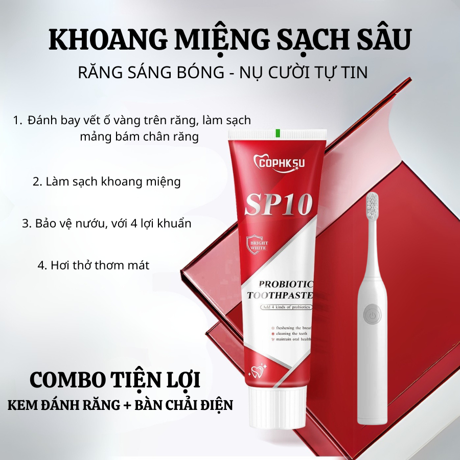 Kem đánh răng SP10 làm trắng răng giữ hơi thở thơm tho Loại Bỏ Vết Bẩn Probiotic toothpaste
