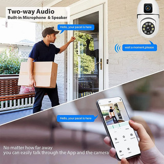 V380 Camera Wifi 2 mắt FHD Đèn bóng đèn CCTV, xoay 360 độ, theo dõi chuyển động âm thanh 2 chiều