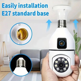 V380 Camera Wifi 2 mắt FHD Đèn bóng đèn CCTV, xoay 360 độ, theo dõi chuyển động âm thanh 2 chiều