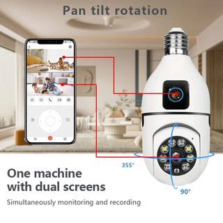 V380 Camera Wifi 2 mắt FHD Đèn bóng đèn CCTV, xoay 360 độ, theo dõi chuyển động âm thanh 2 chiều